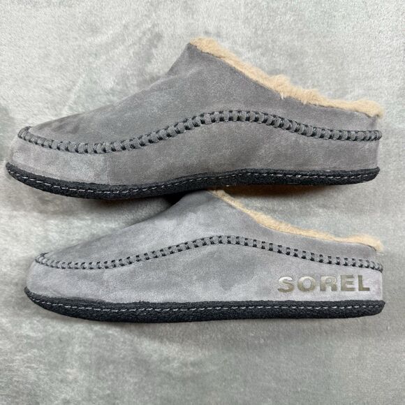 Sorel Falcon Ridge II Slippers Mens 11 Grey Comfort Cozy Faux Fur NM3462-052 - Picture 6 of 9